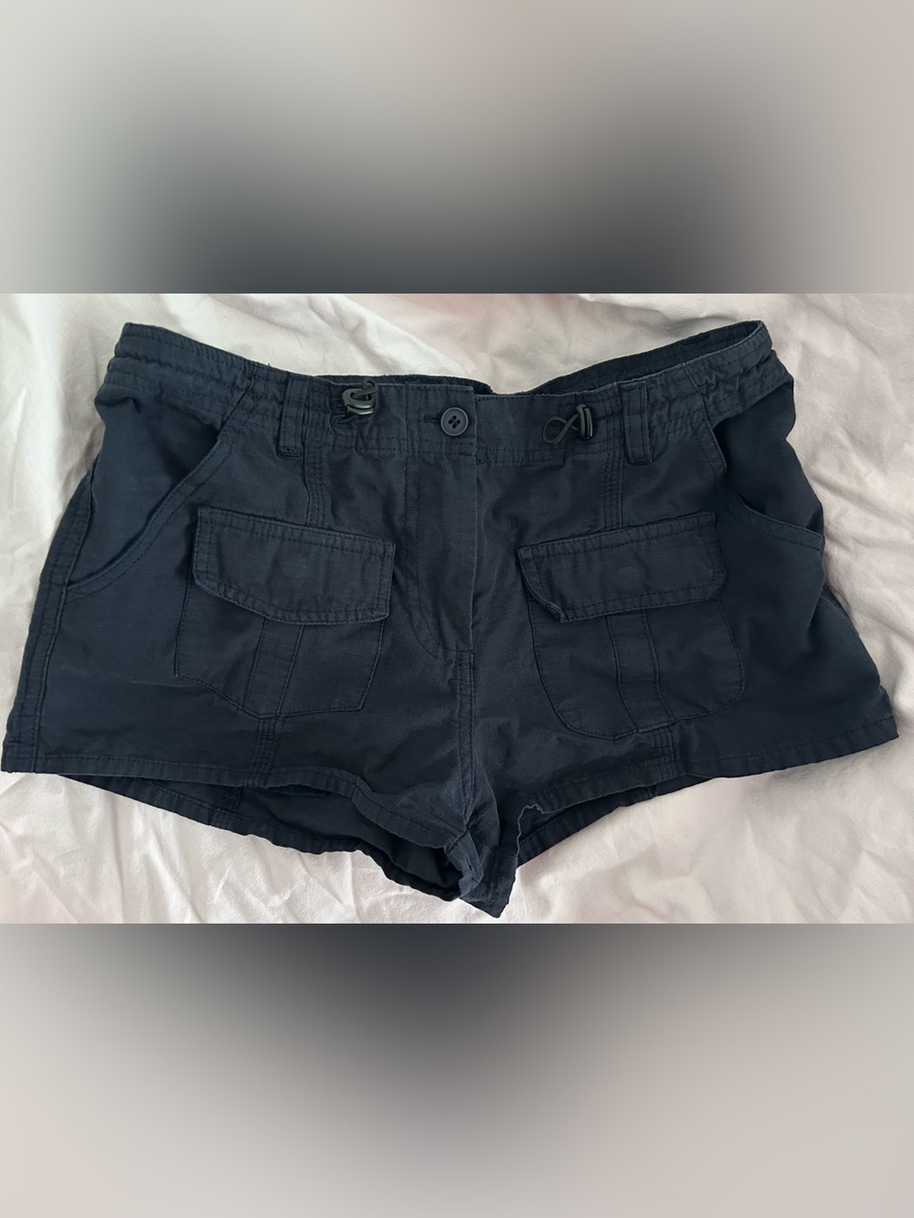 Brandy Melville Navy Cargo Multi Pocket Shorts with Drawstring Waist